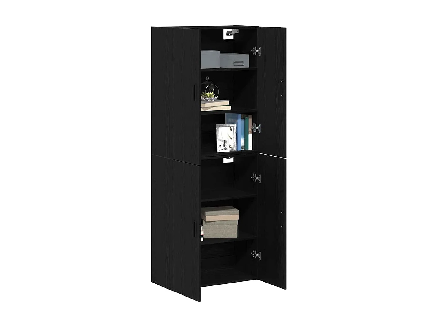 Buffet 2 pcs Noir Chêne 69,5x34x180 cm en bois d'ingénierie