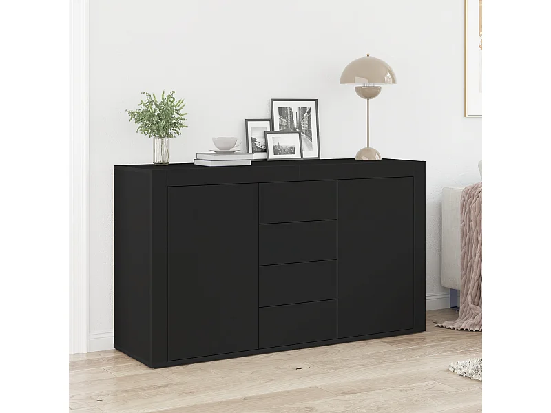 Buffet Noir Bois d'ingénierie 120 x 36 x 69 cm Rangement Buffet