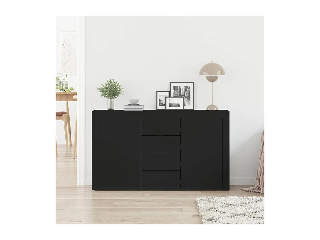 Buffet Noir Bois d'ingénierie 120 x 36 x 69 cm Rangement Buffet
