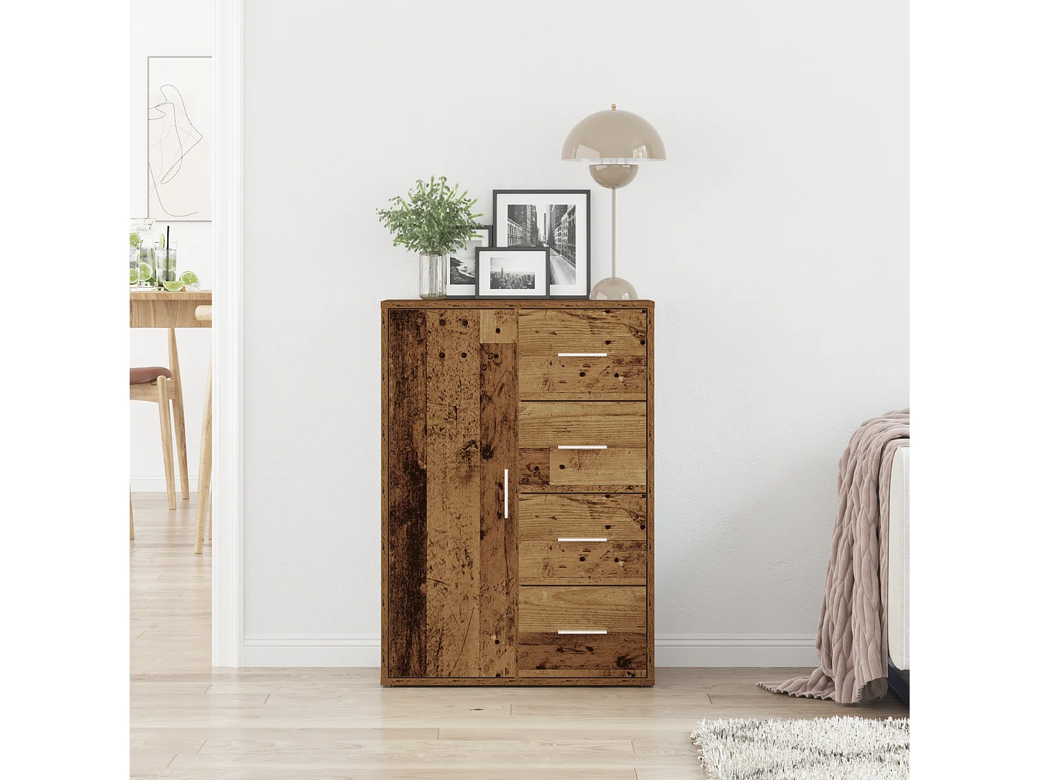 Antiek houten dressoir 60x31x84 cm in spaanplaat