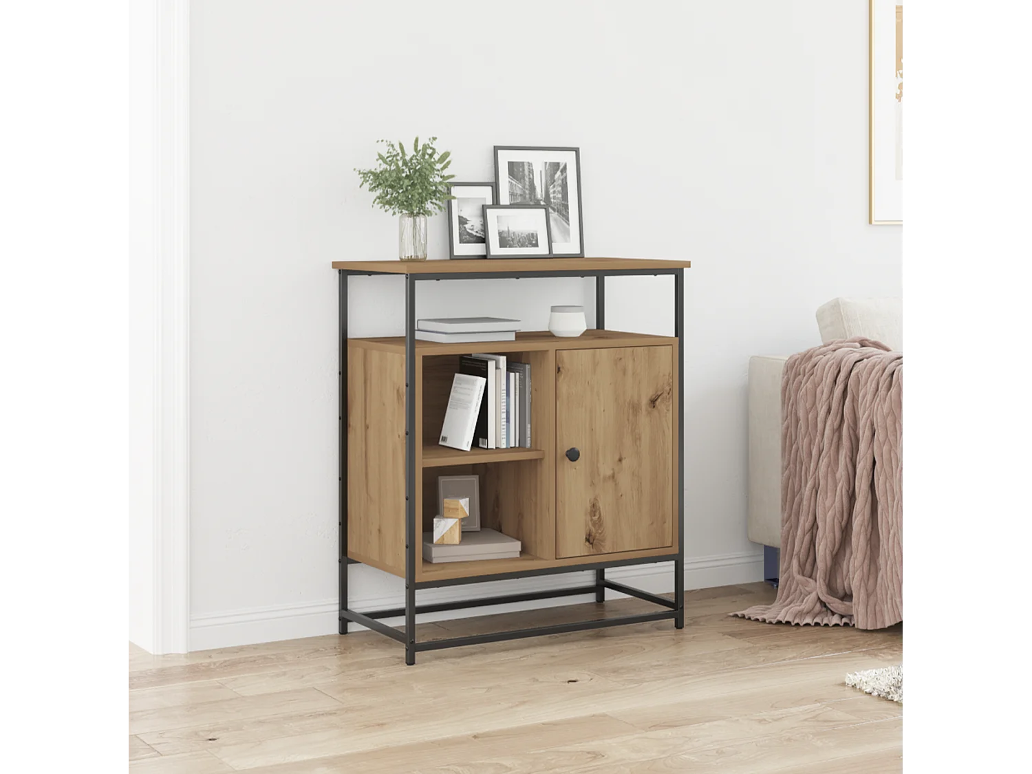 Buffet Artisan Chêne 69x35x80 cm Bois d'ingénierie et Acier