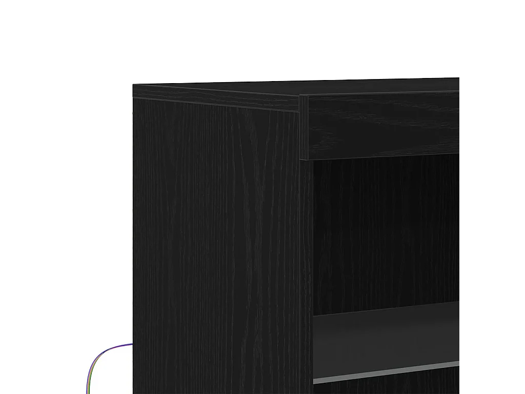Buffet avec lumières LED Chêne Noir 60x37x100 cm