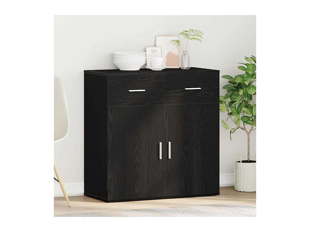 Buffet avec tiroir Chêne noir 79 x 38 x 80 cm Bois d'ingénierie