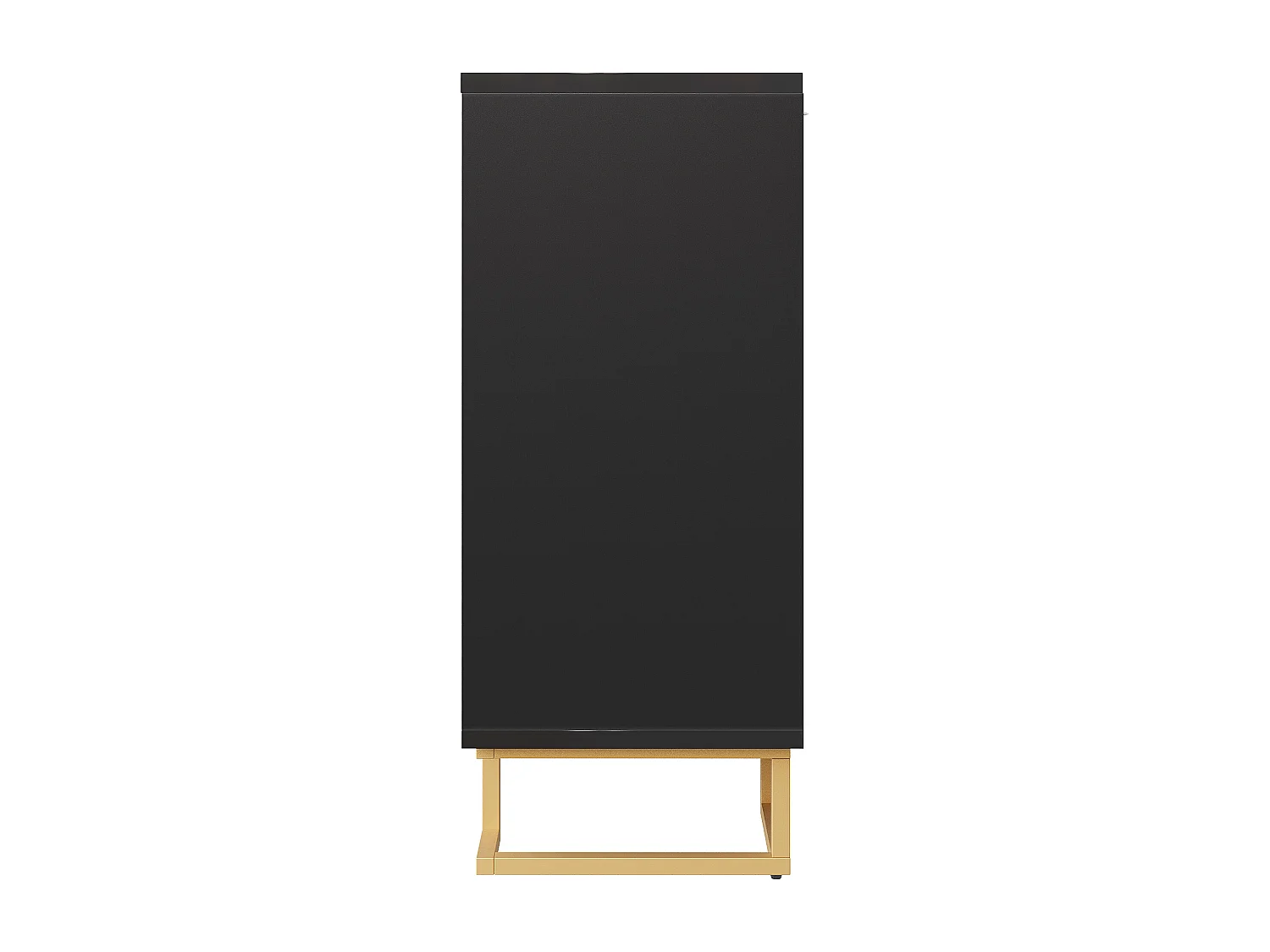 Mueble TV geométrico, diseño moderno, MDF, negro y dorado, con 2 puertas y 4 compartimentos (152x40x75 cm)
