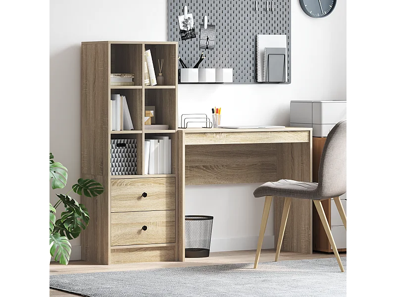 Bureau avec rangement en chêne Sonoma en bois d'ingénierie