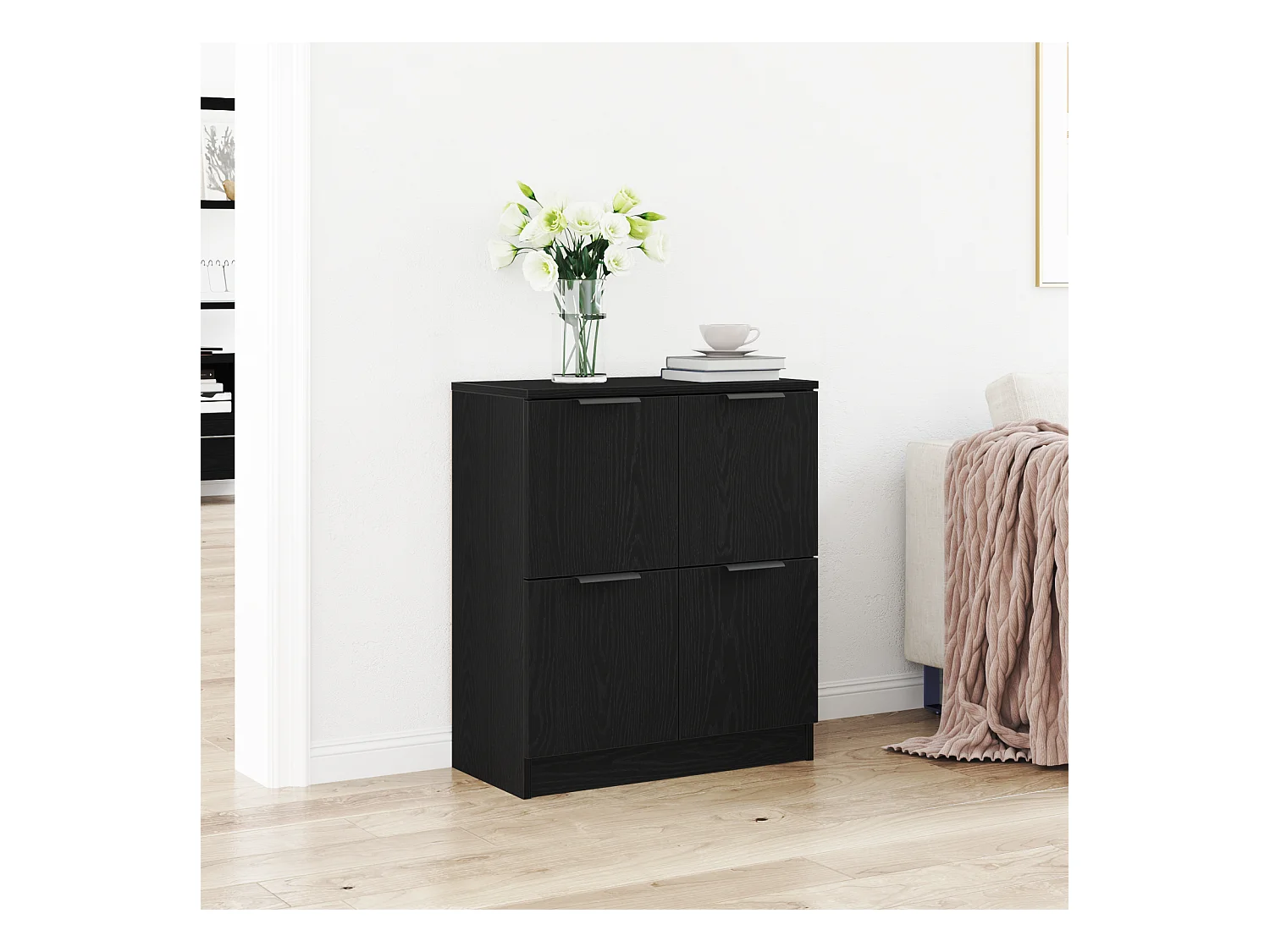 Buffet en chêne noir - 60 x 30 x 70 cm - Fabriqué en bois d'ingénierie