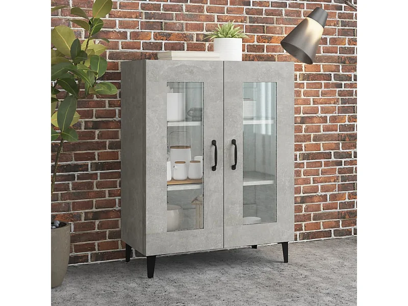 Buffet gris béton 69,5x34x90 cm bois d'ingénierie