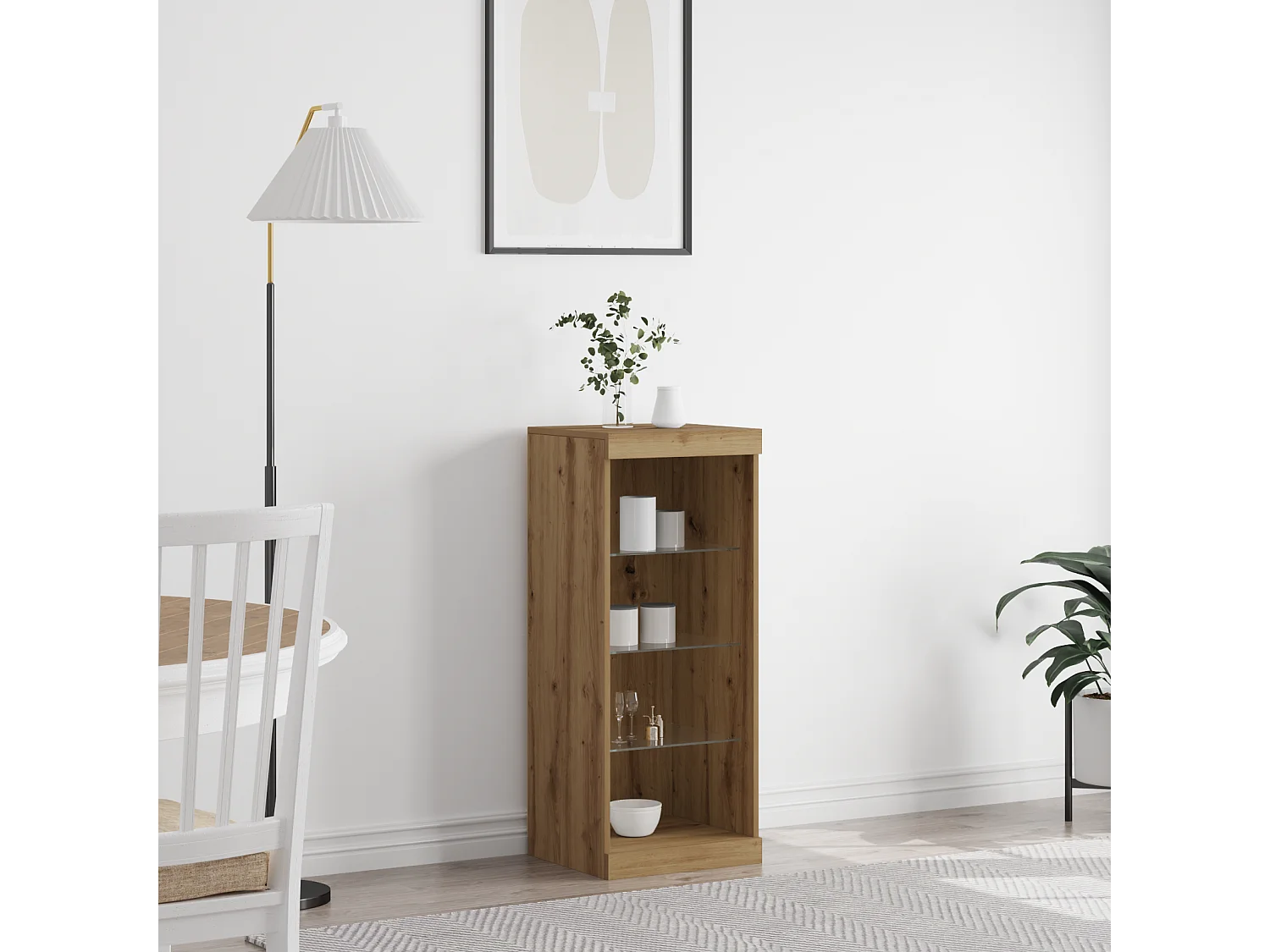 Buffet avec lumières LED chêne artisan 41x37x100 cm