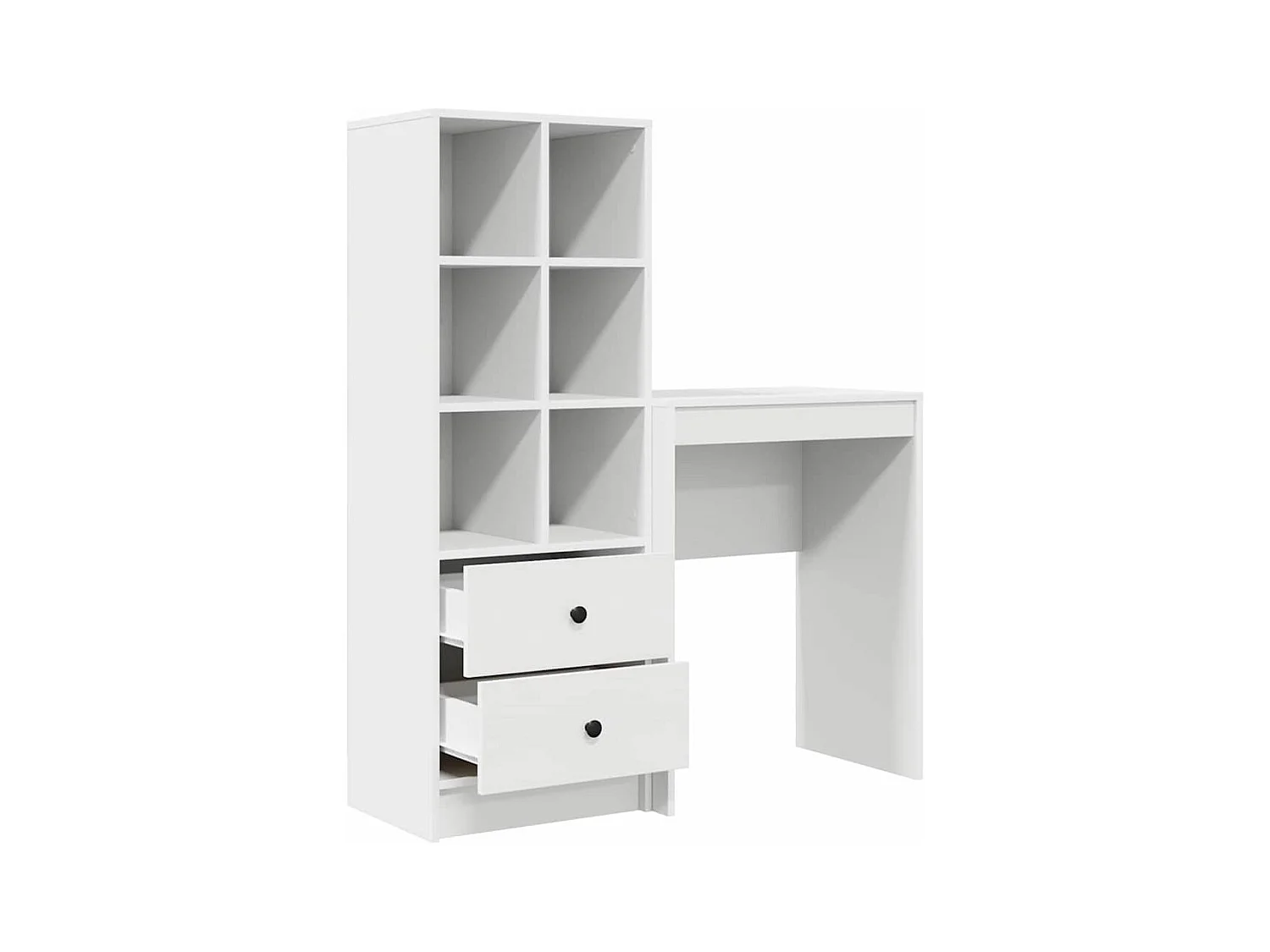 Bureau en bois reconstitué blanc avec rangement