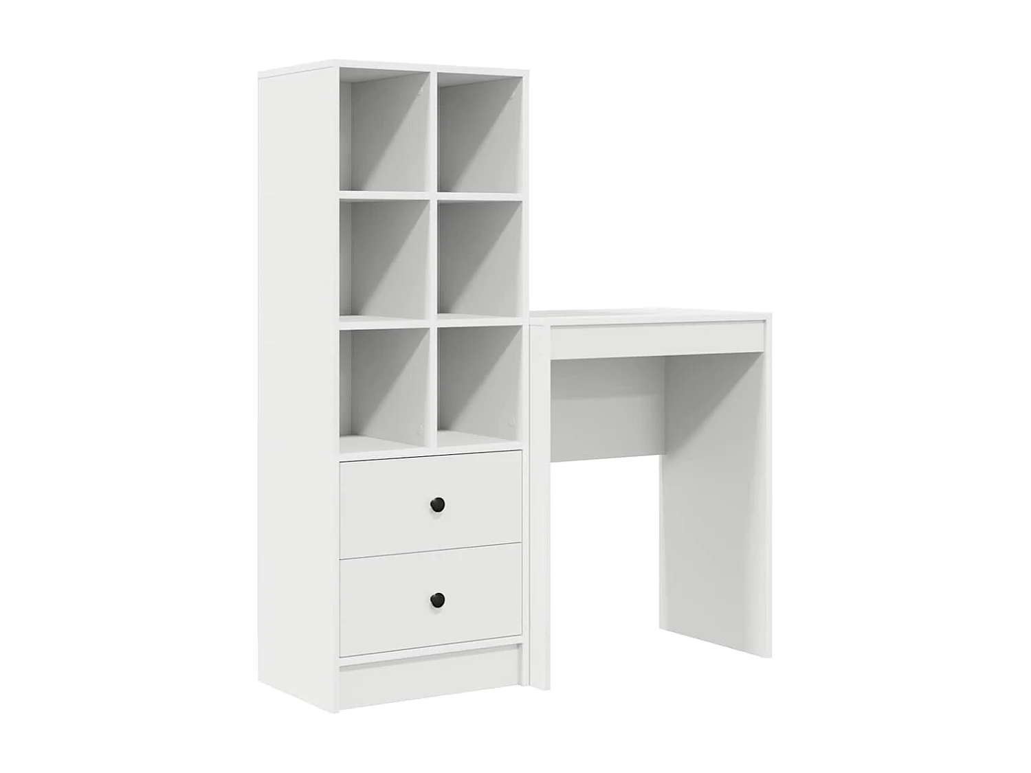 Scrivania in legno ricostruito bianco con contenitore