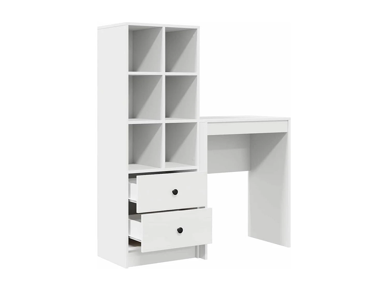 Scrivania in legno ricostruito bianco con contenitore