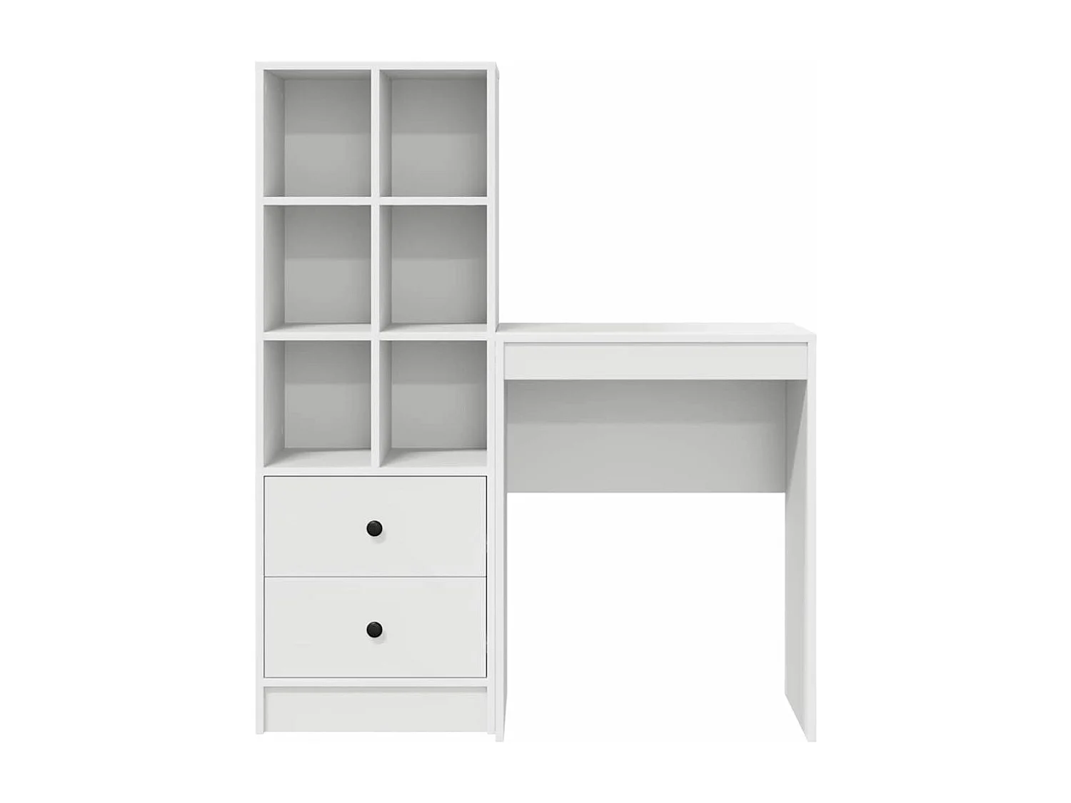 Scrivania in legno ricostruito bianco con contenitore