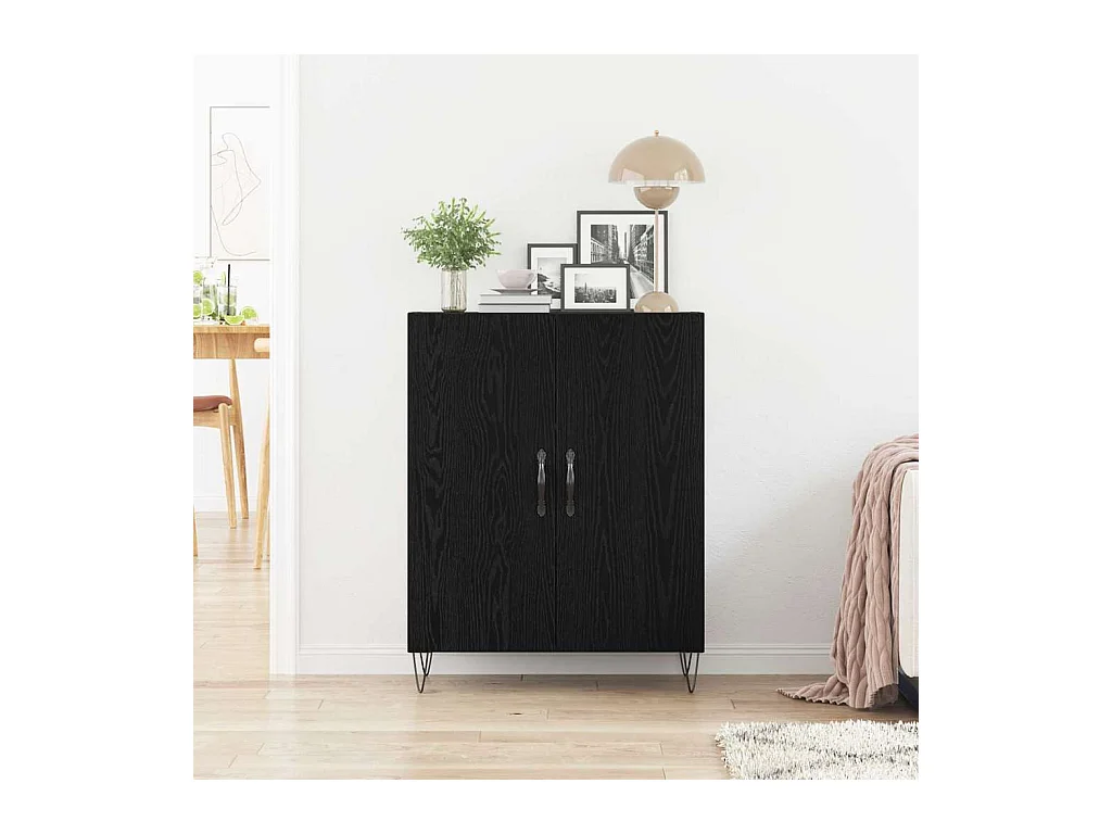 Credenza in rovere nero 69,5x34x90 cm in legno ingegnerizzato