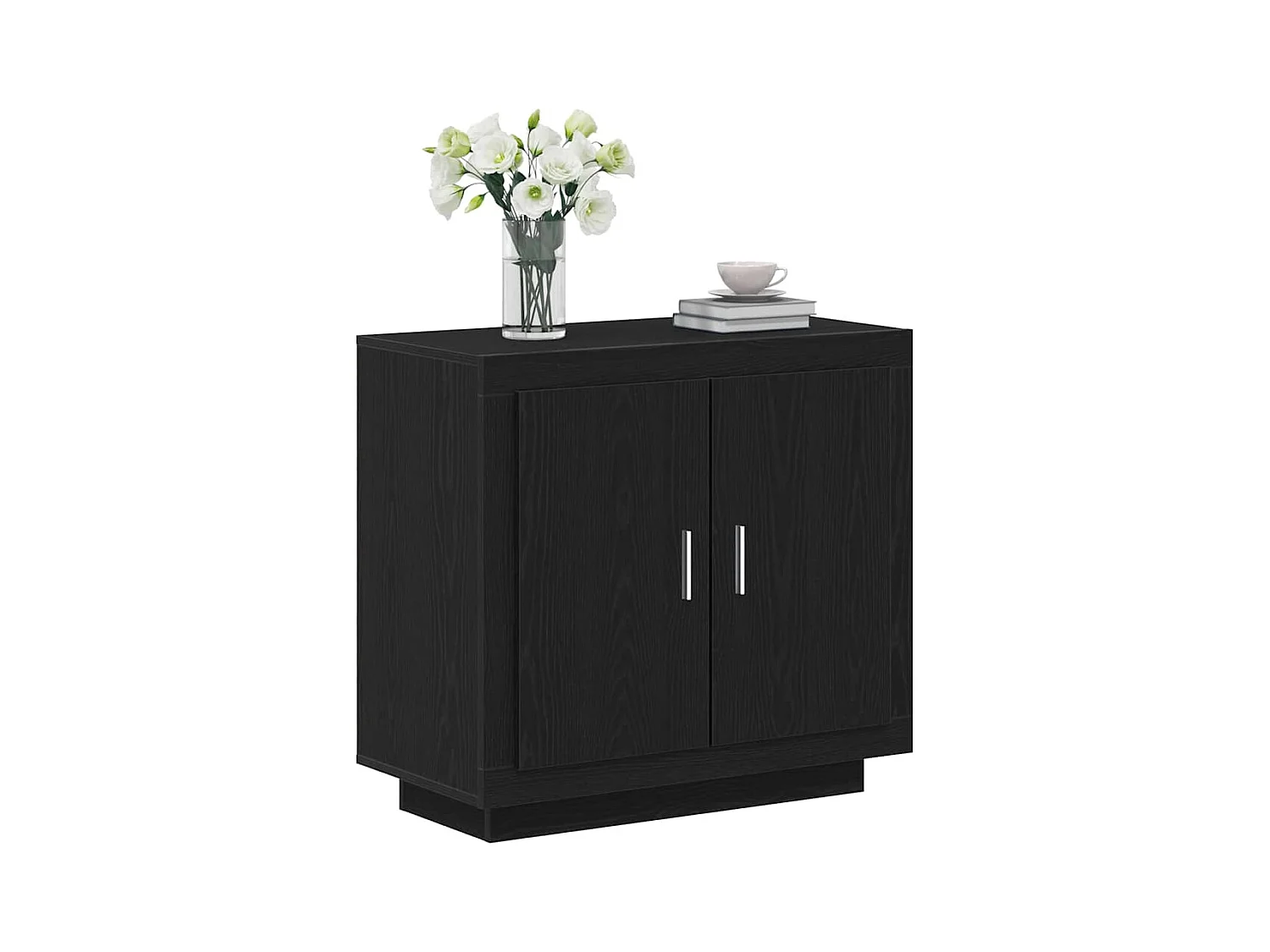 Buffet Noir Chêne 80x40x75 cm Bois d'ingénierie