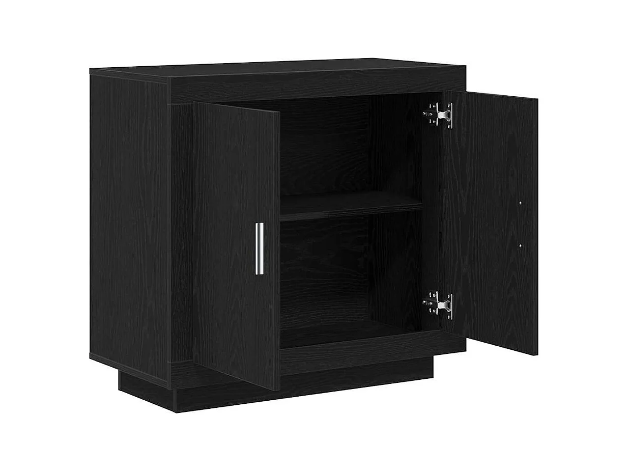 Buffet Noir Chêne 80x40x75 cm Bois d'ingénierie