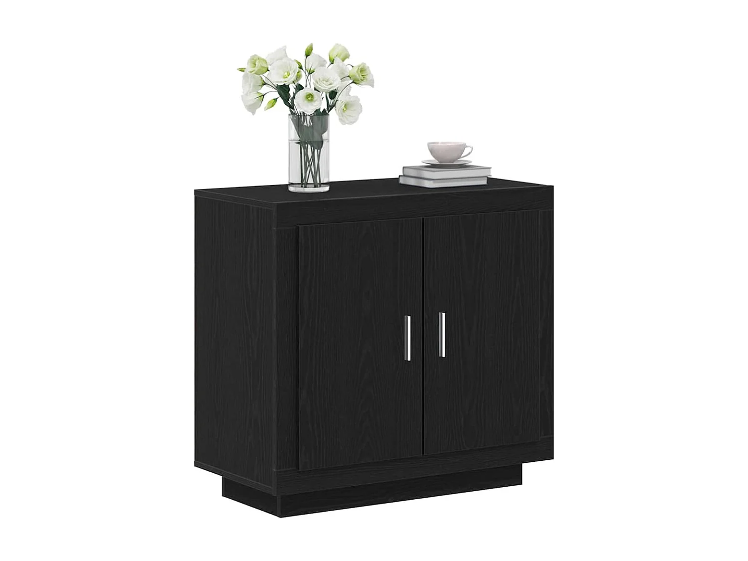 Buffet Noir Chêne 80x40x75 cm Bois d'ingénierie