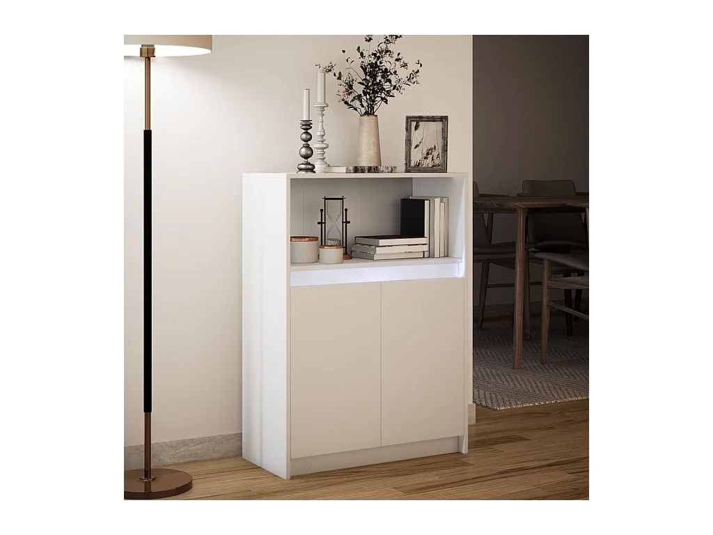 Buffet avec LED blanc 72x34x100 cm bois d'ingénierie