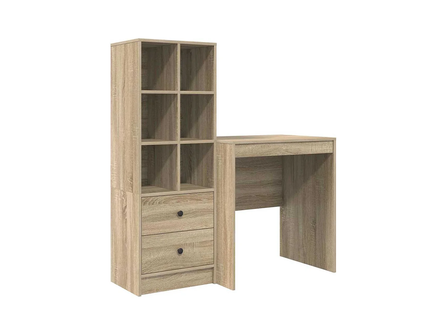 Bureau avec rangement en chêne Sonoma et bois d'ingénierie