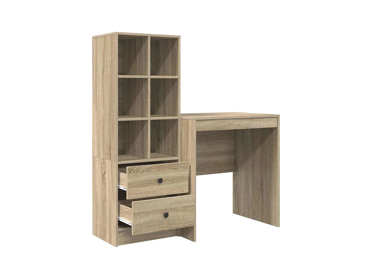 Bureau avec rangement en chêne Sonoma et bois d'ingénierie