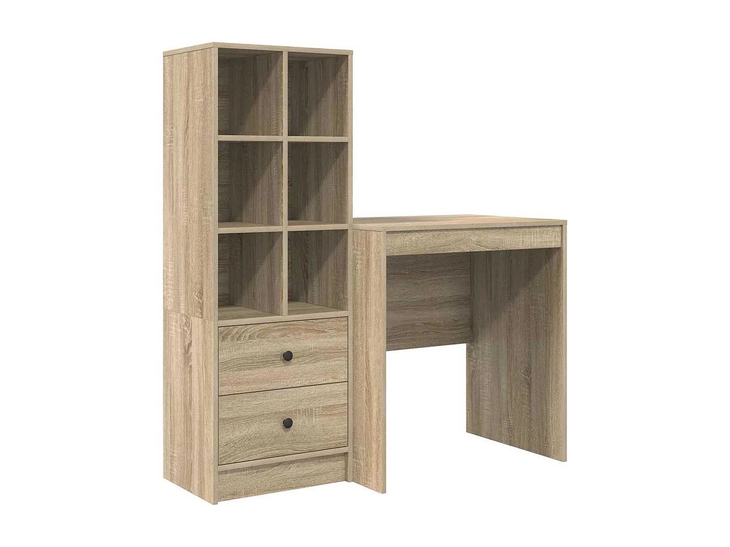 Bureau avec rangement en chêne Sonoma et bois d'ingénierie