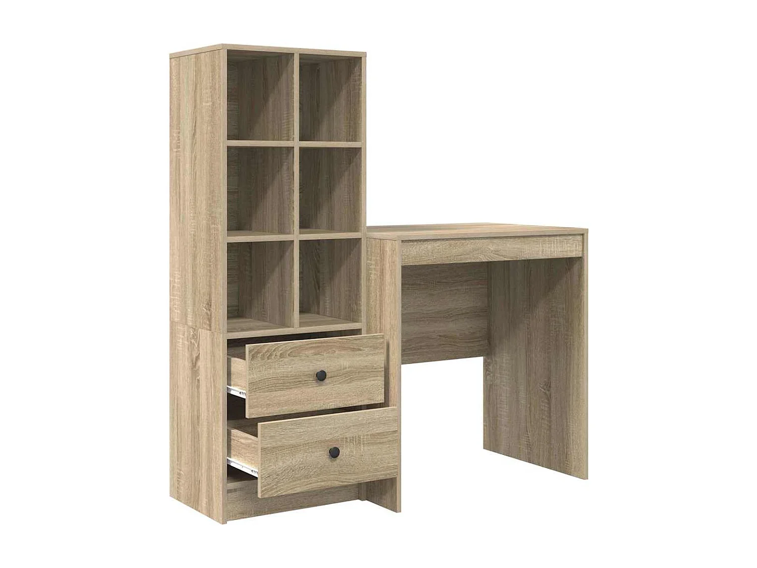 Bureau avec rangement en chêne Sonoma et bois d'ingénierie