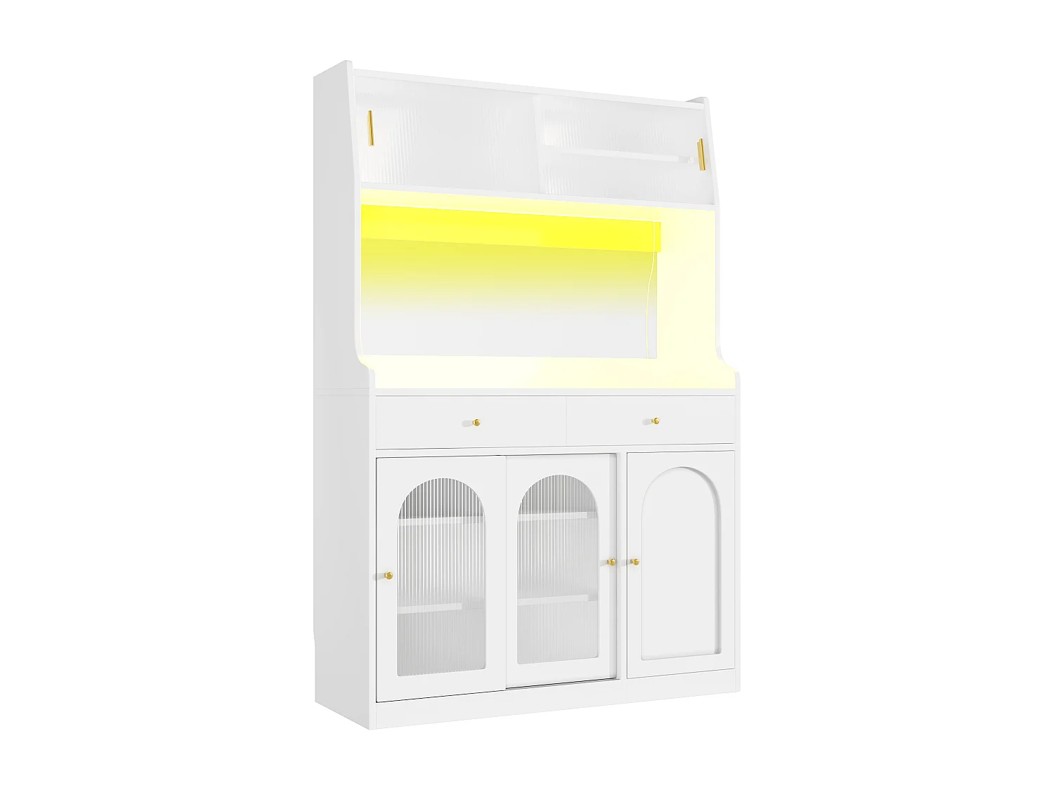 Buffetschrank avec LED, étagères réglables, 2 tiroirs, MDF, blanc (120x40x180 cm)