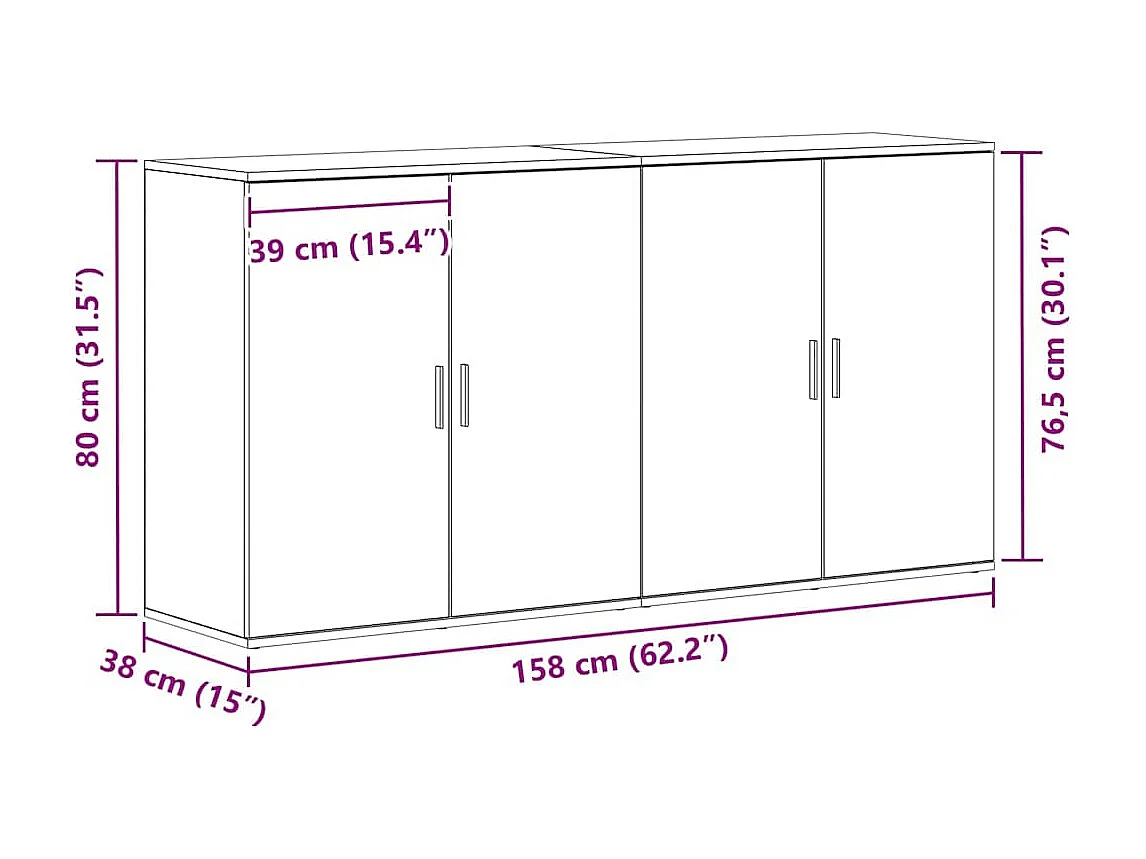 Credenze 2 pz Rovere Artisan 79x38x80 cm Legno ingegnerizzato