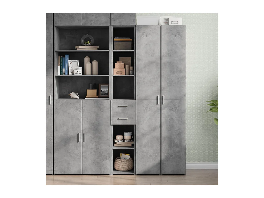 Buffet haut gris béton 30x42,5x185 cm bois d'ingénierie