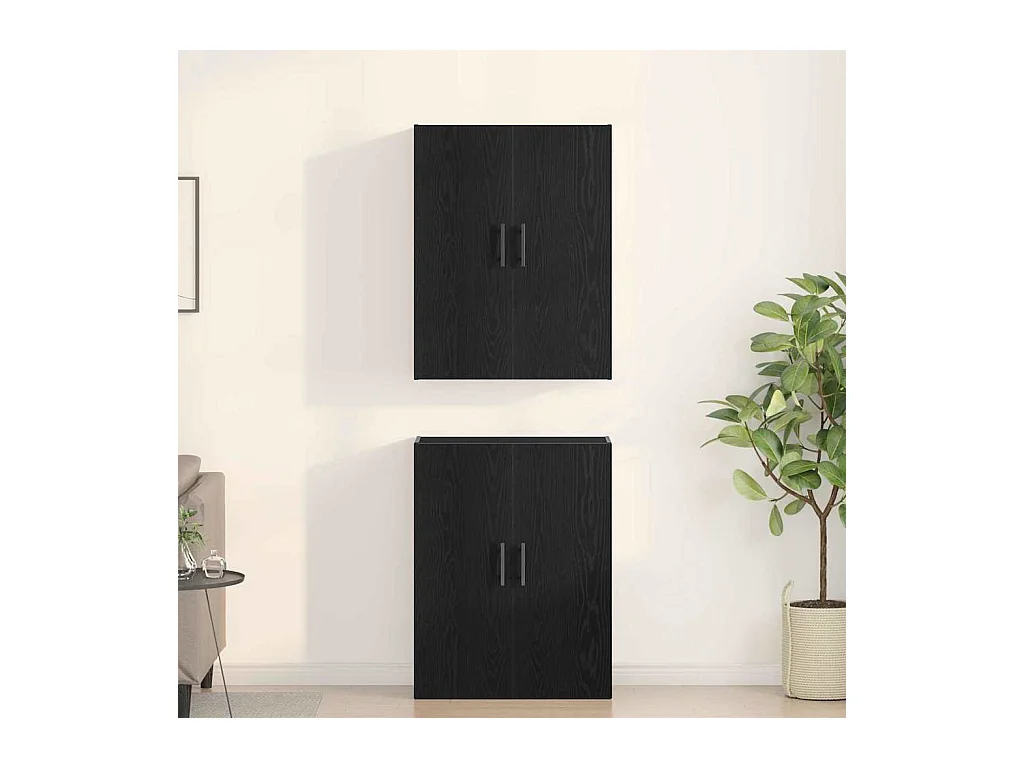 Mobili in rovere nero a 2 pezzi 69,5x34x180 cm in legno composito