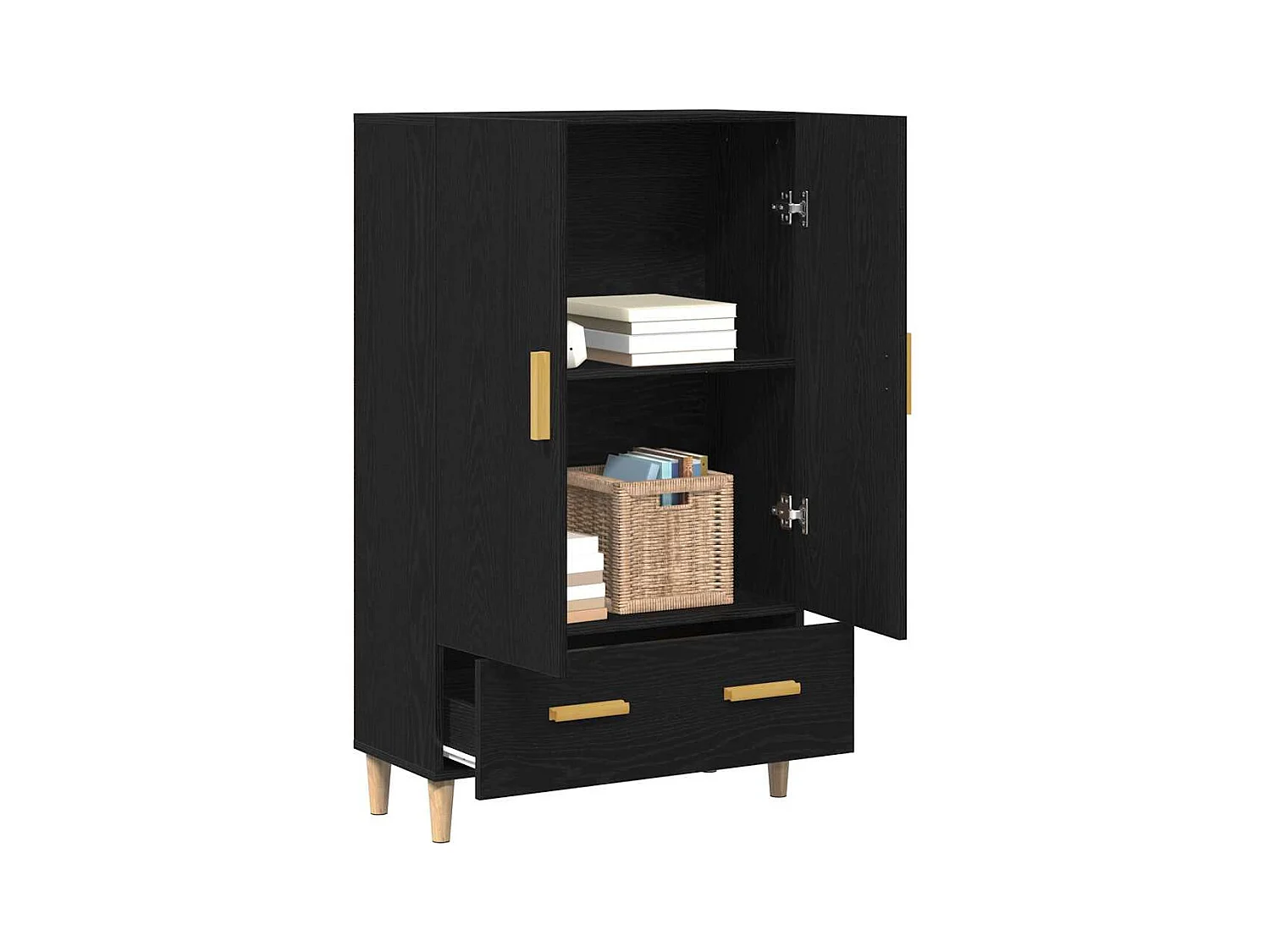 Highboard en Chêne Noir, 70x31x115 cm, Fabriqué en Bois d'ingénierie