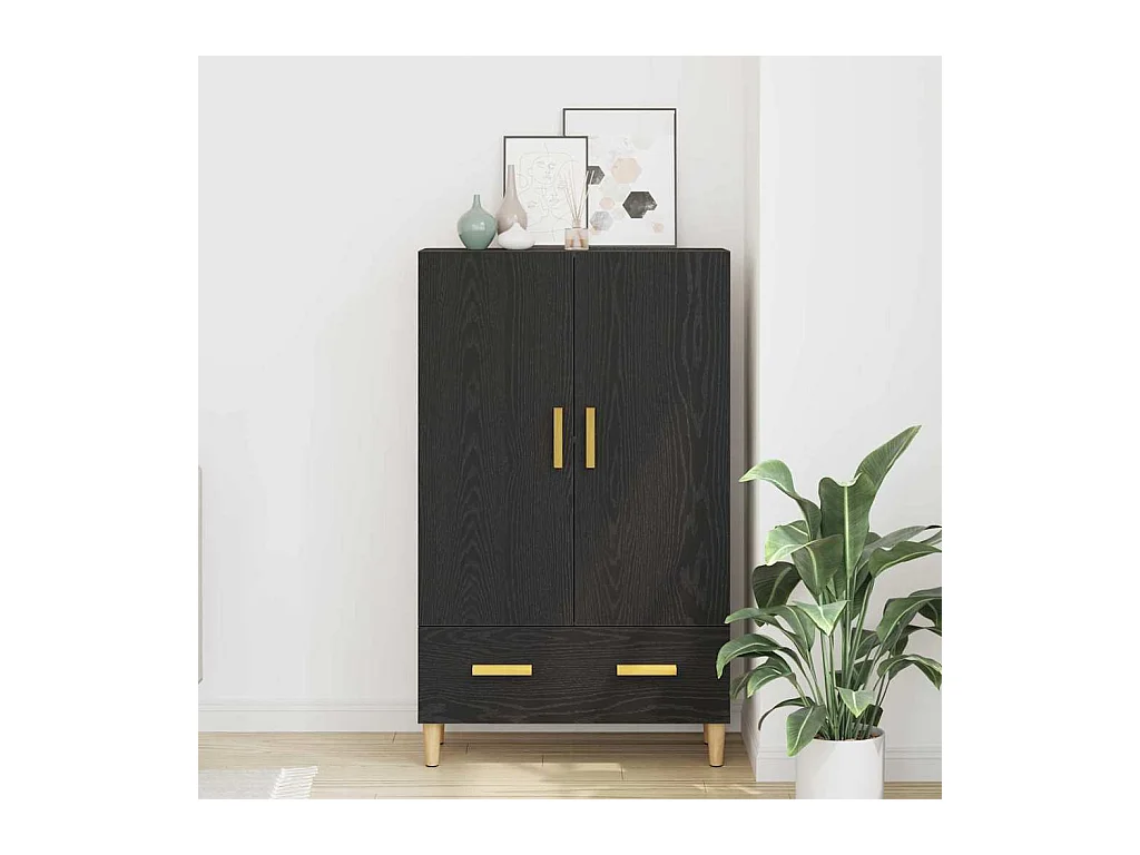 Highboard en Chêne Noir, 70x31x115 cm, Fabriqué en Bois d'ingénierie