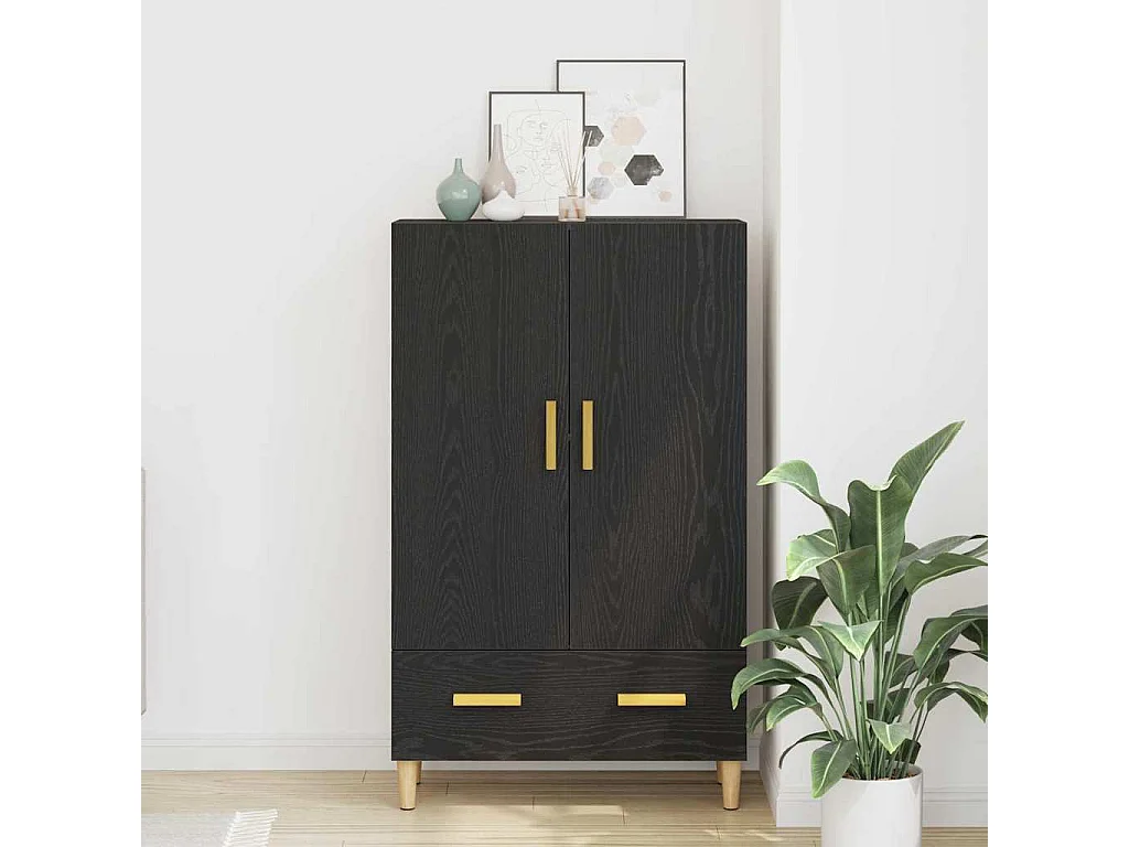 Aparador alto de roble negro, 70 x 31 x 115 cm, fabricado en madera de ingeniería