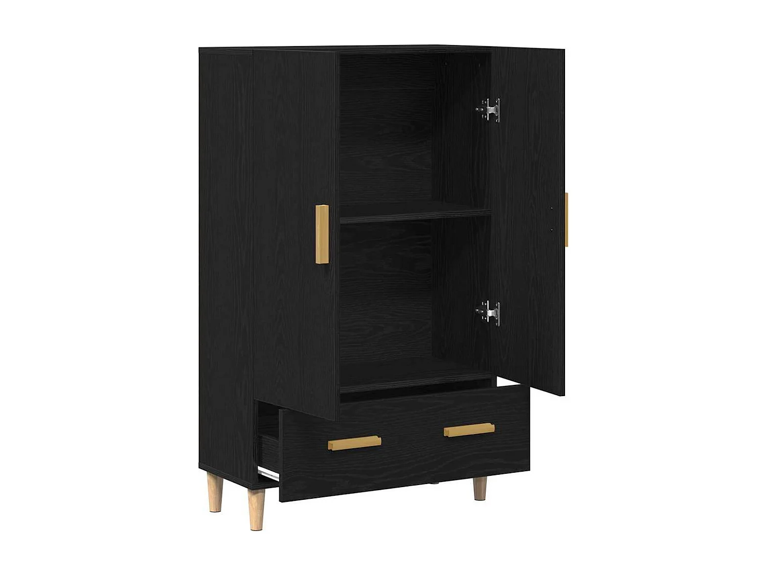 Aparador alto de roble negro, 70 x 31 x 115 cm, fabricado en madera de ingeniería