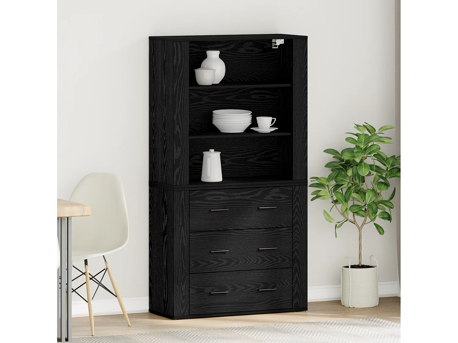 Highboard Chêne Noir Bois d'ingénierie