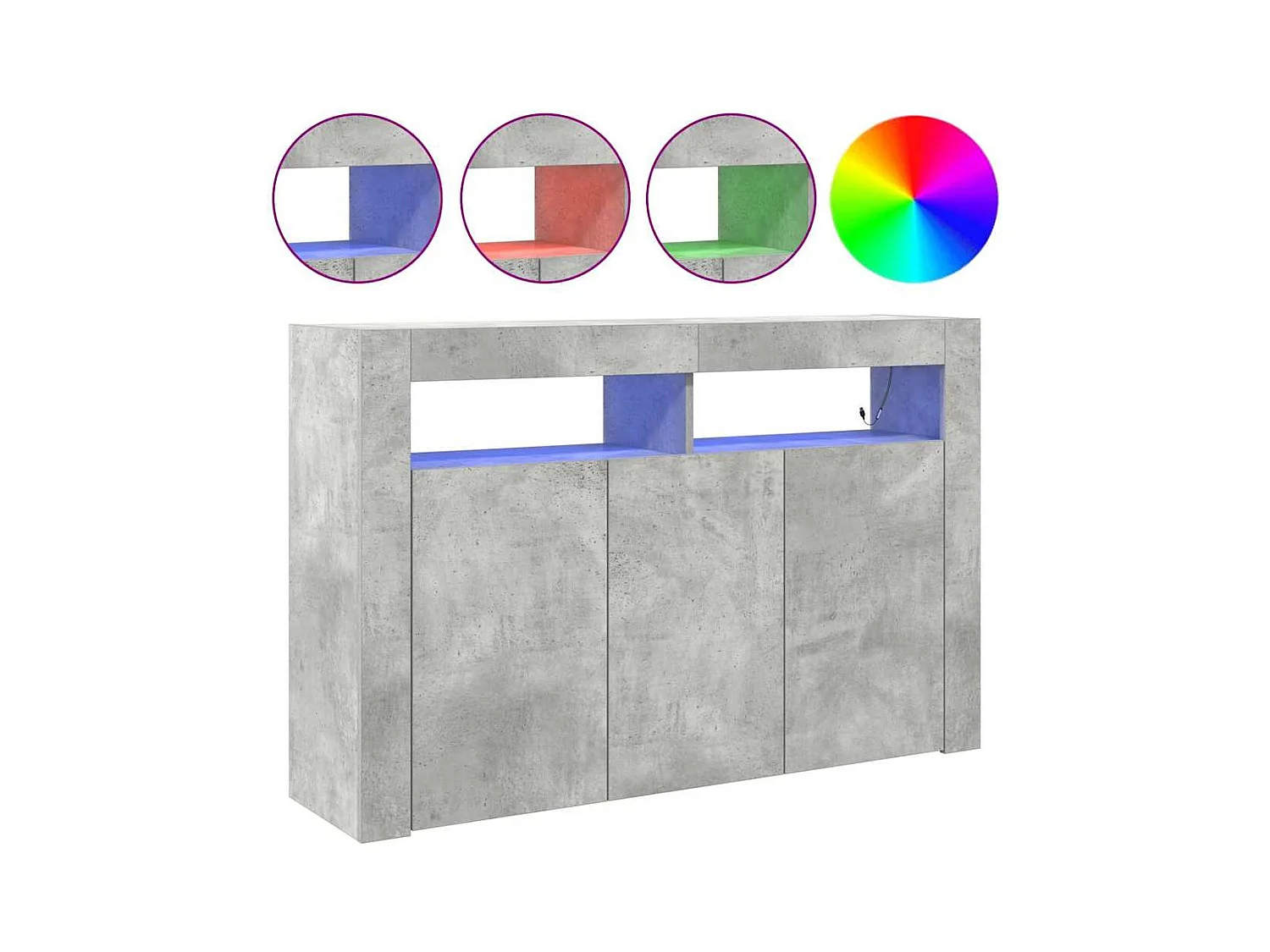 Buffet Gris Béton Bois Reconstitué 116 x 30 x 75 cm Rectangulaire