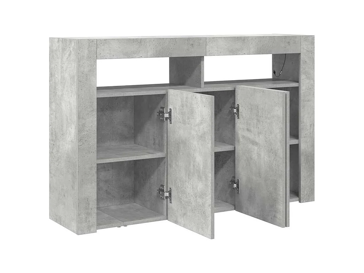 Buffet Gris Béton Bois Reconstitué 116 x 30 x 75 cm Rectangulaire