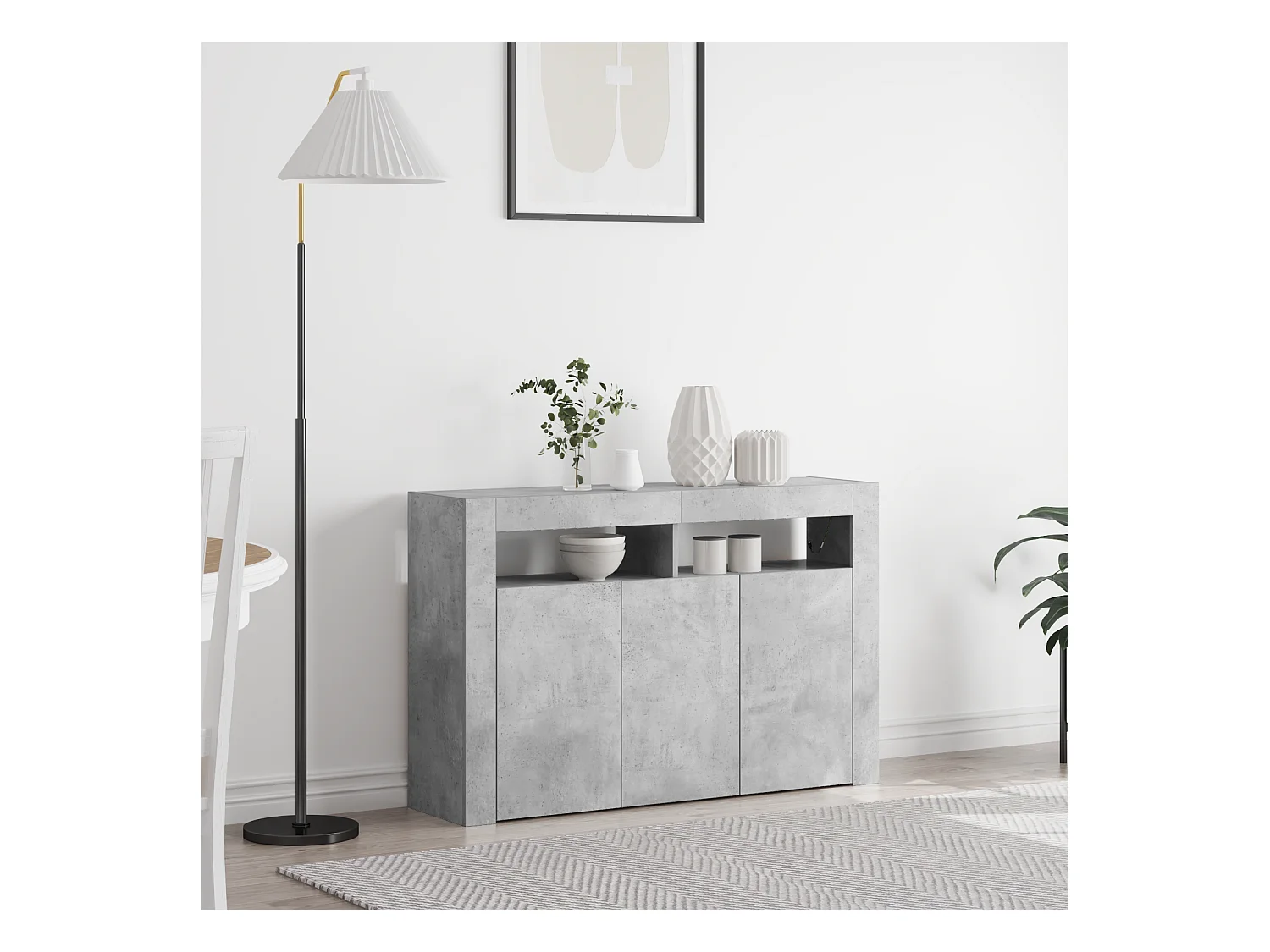 Aparador de Hormigón Gris Madera Reconstituida 116 x 30 x 75 cm Rectangular