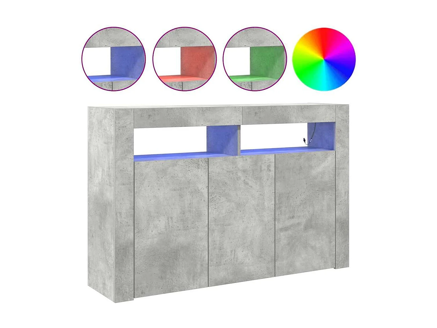 Buffet Gris Béton Bois Reconstitué 116 x 30 x 75 cm Rectangulaire