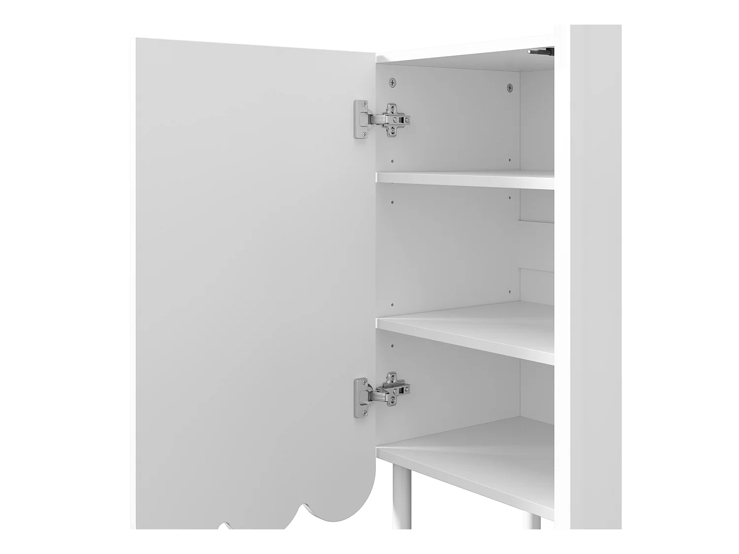 Buffet moderne blanc avec portes ondulées, design minimaliste, MDF, 120x35x80 cm