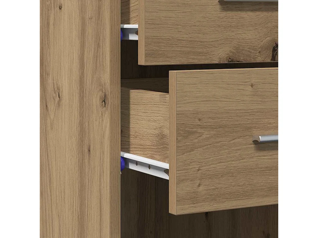 Hohes Artisan-Sideboard aus Eichenholz 30x42,5x185 cm Spanplatte