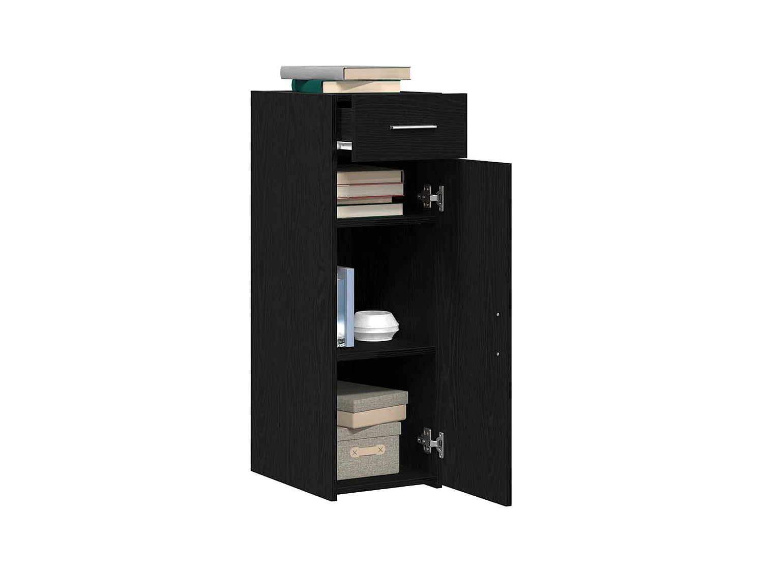 Buffet Noir Chêne 30x42,5x93 cm Bois aggloméré