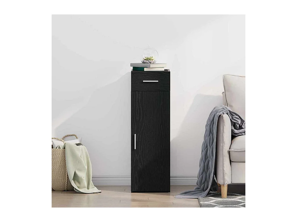 Buffet Noir Chêne 30x42,5x93 cm Bois aggloméré