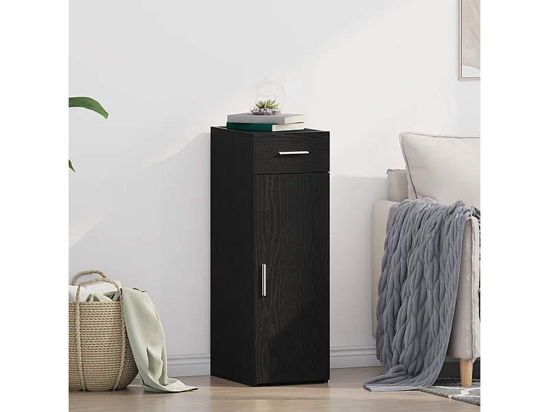 Buffet Noir Chêne 30x42,5x93 cm Bois aggloméré