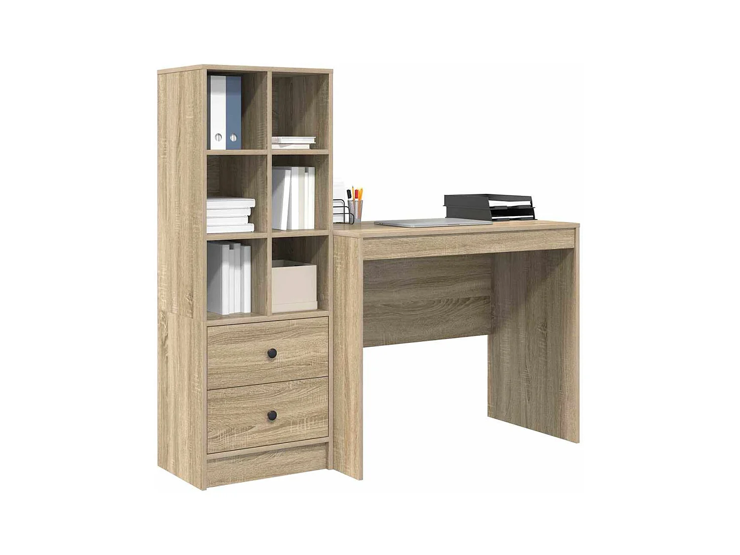 Schreibtisch mit Stauraum Sonoma Eiche Holzwerkstoff