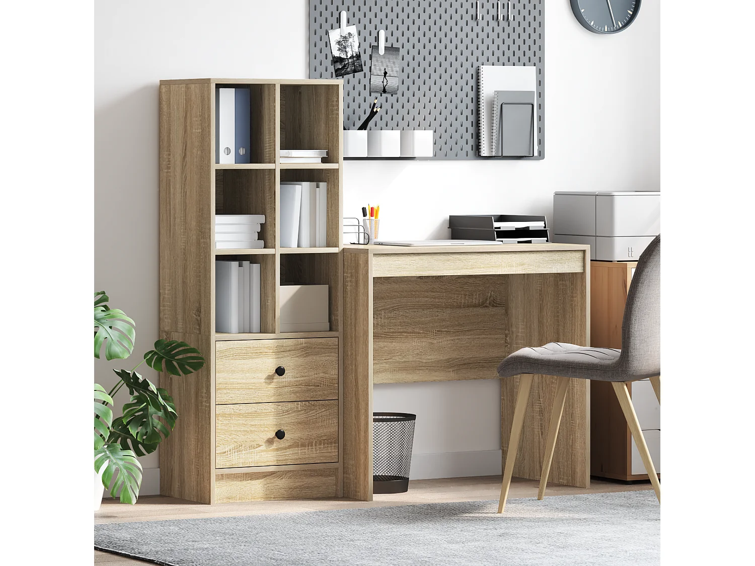 Bureau avec rangement Chêne Sonoma Bois d'ingénierie
