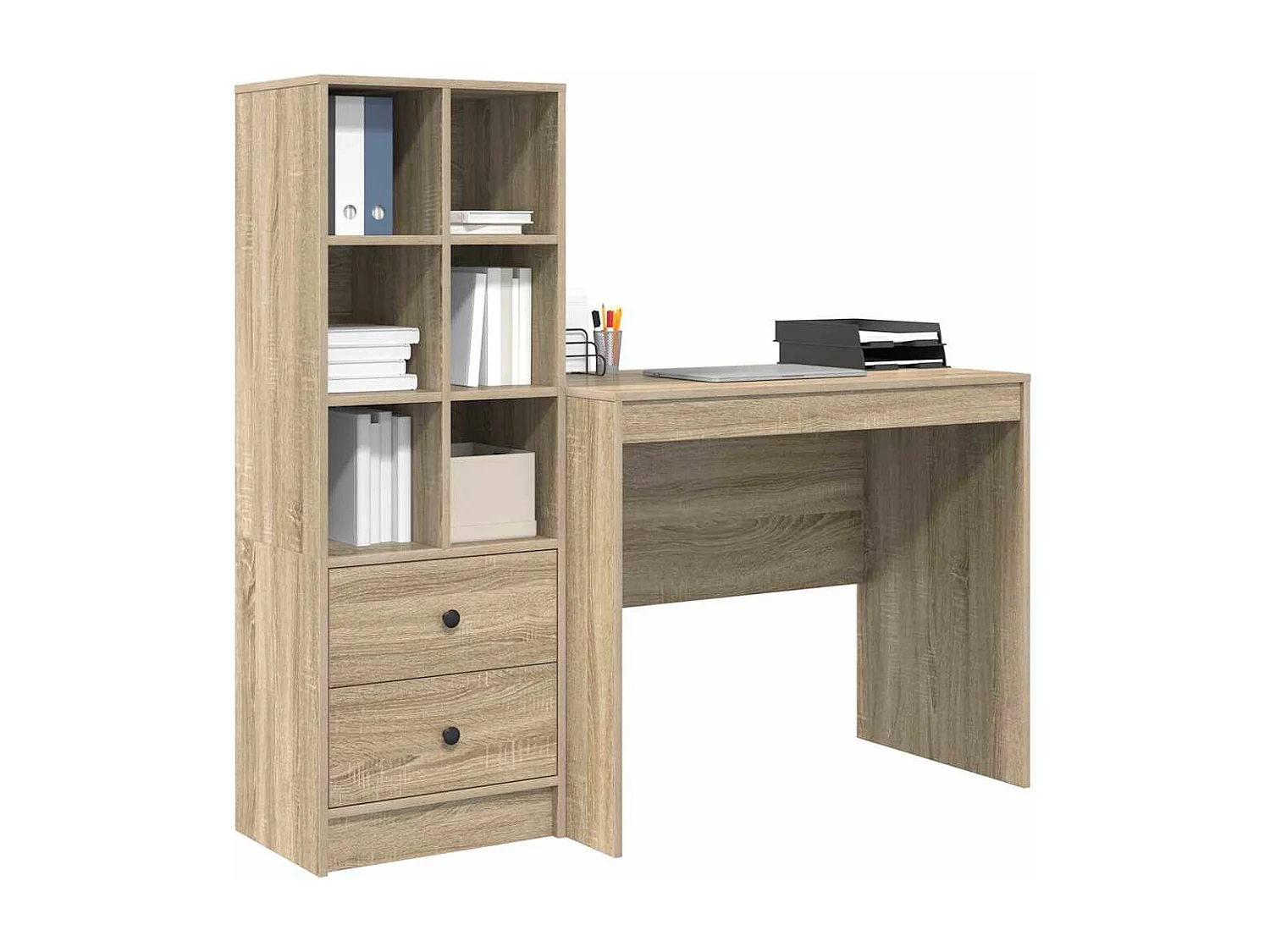 Schreibtisch mit Stauraum Sonoma Eiche Holzwerkstoff