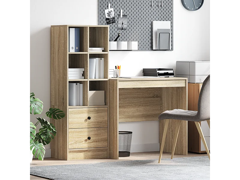 Bureau avec rangement Chêne Sonoma Bois d'ingénierie