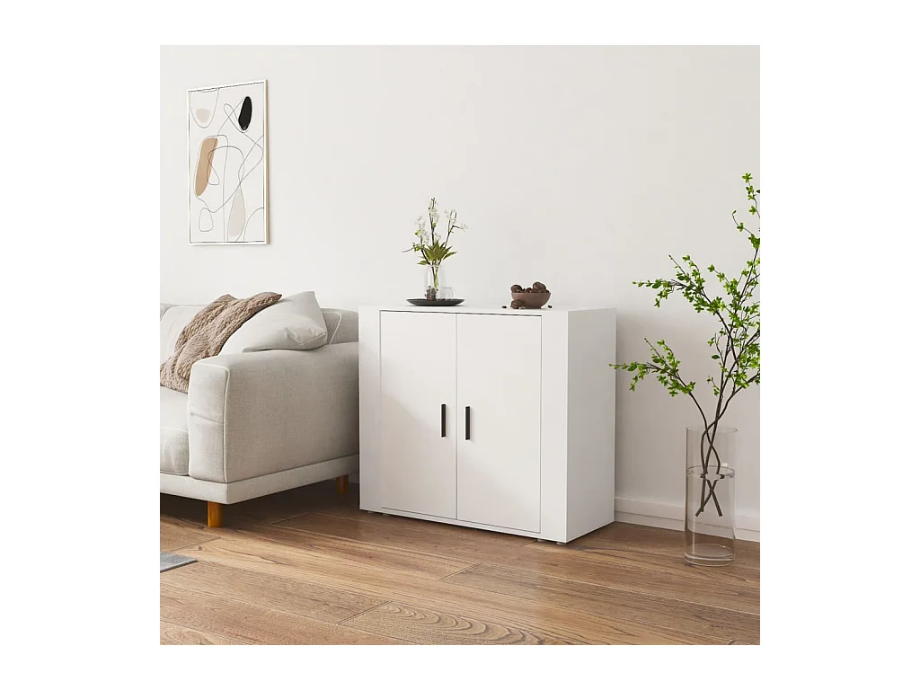 Buffet Blanc 80x33x70 cm Bois d'ingénierie