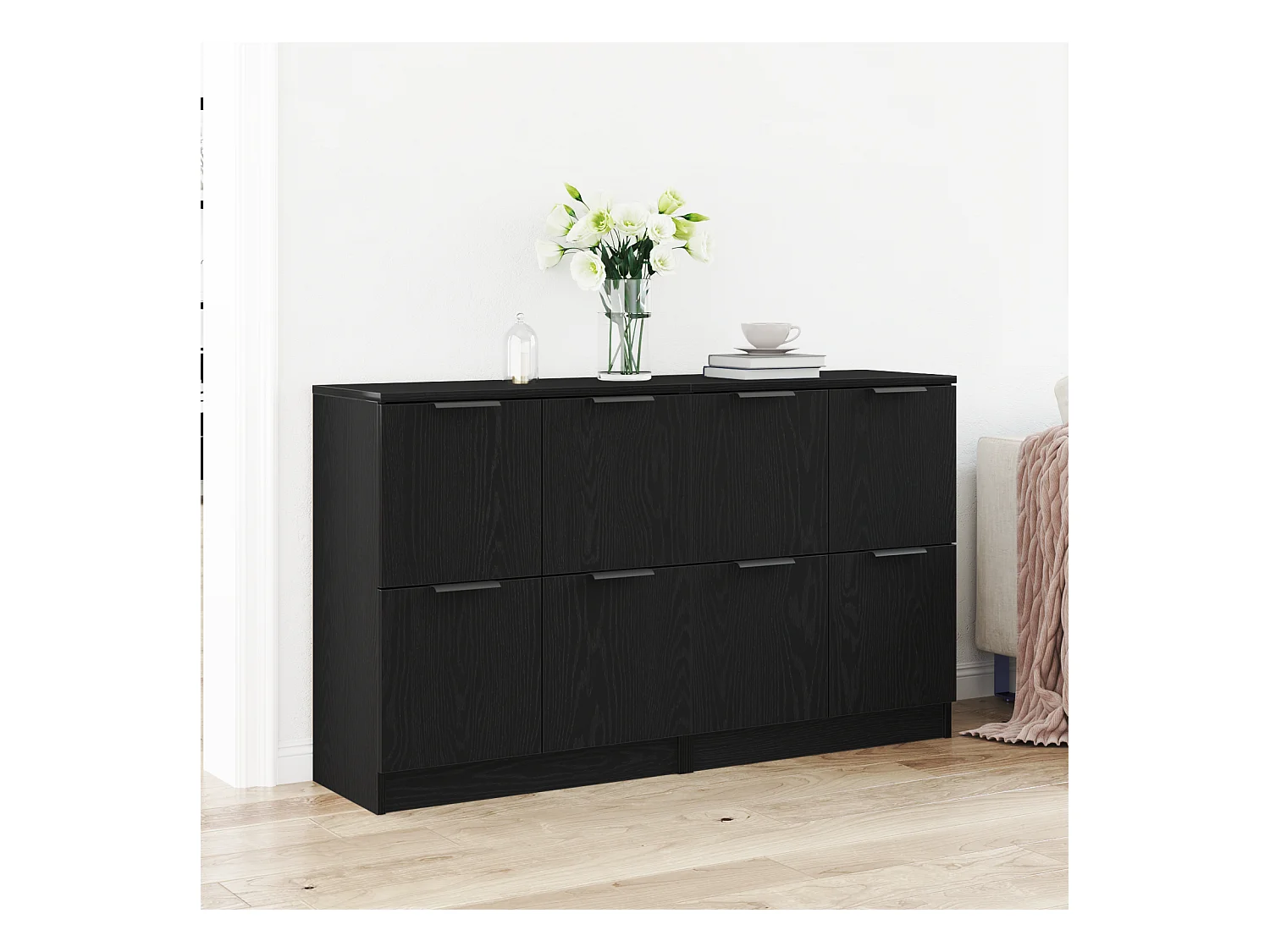Buffets 2 pcs Chêne Noir 60x30x70 cm Bois d'ingénierie