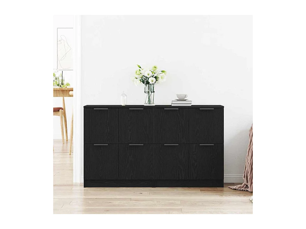 Buffets 2 pcs Chêne Noir 60x30x70 cm Bois d'ingénierie